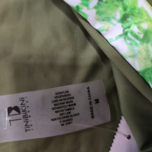 TiniBikini Women's Tropical Green Reversible high neck Bikini Set Size Medium - Picture 7 of 9